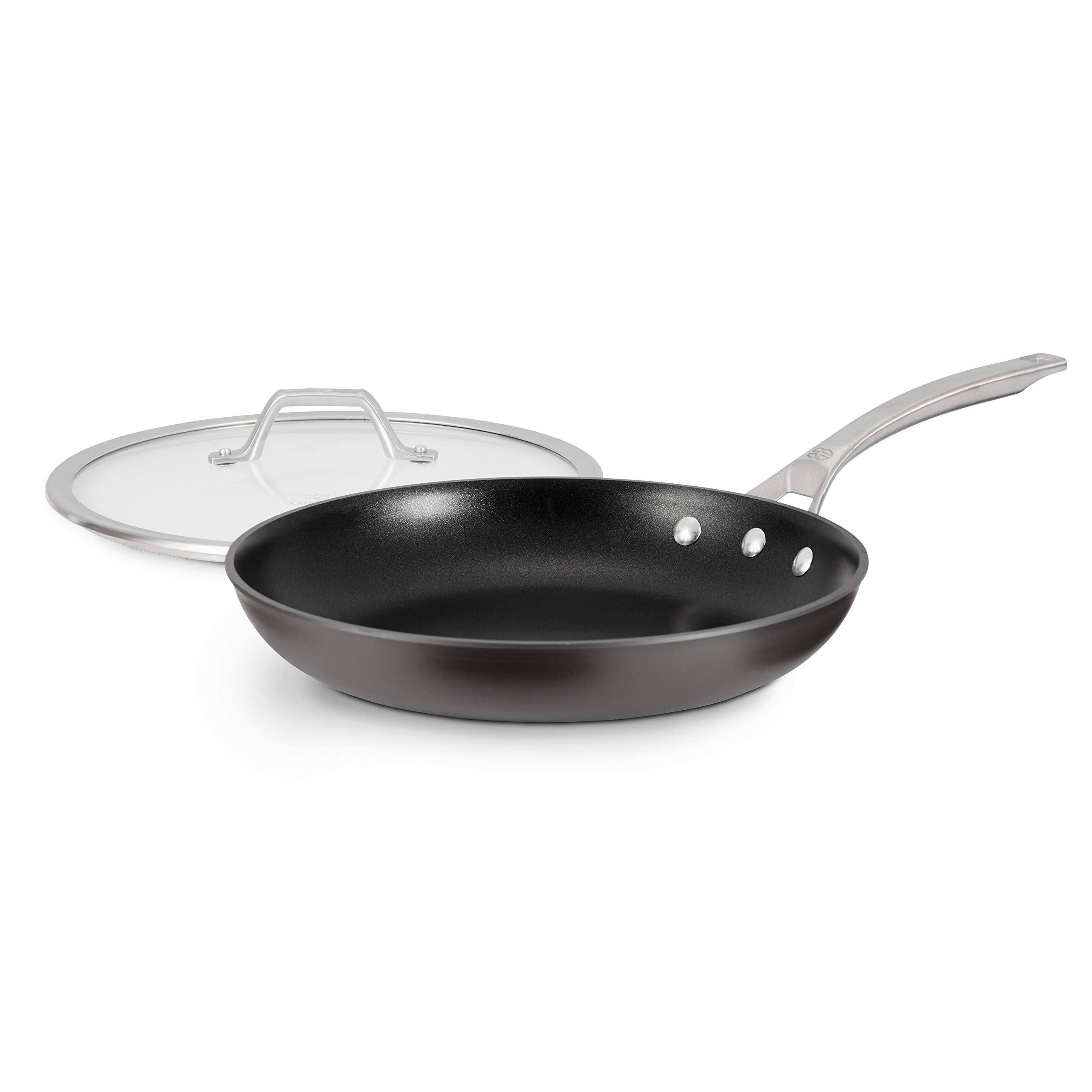 Calphalon Nonstick Frying Pan with Lid and Stay-Cool Handles, Dishwasher and Metal Utensil Safe, PFOA-Free, 12-Inch, Black