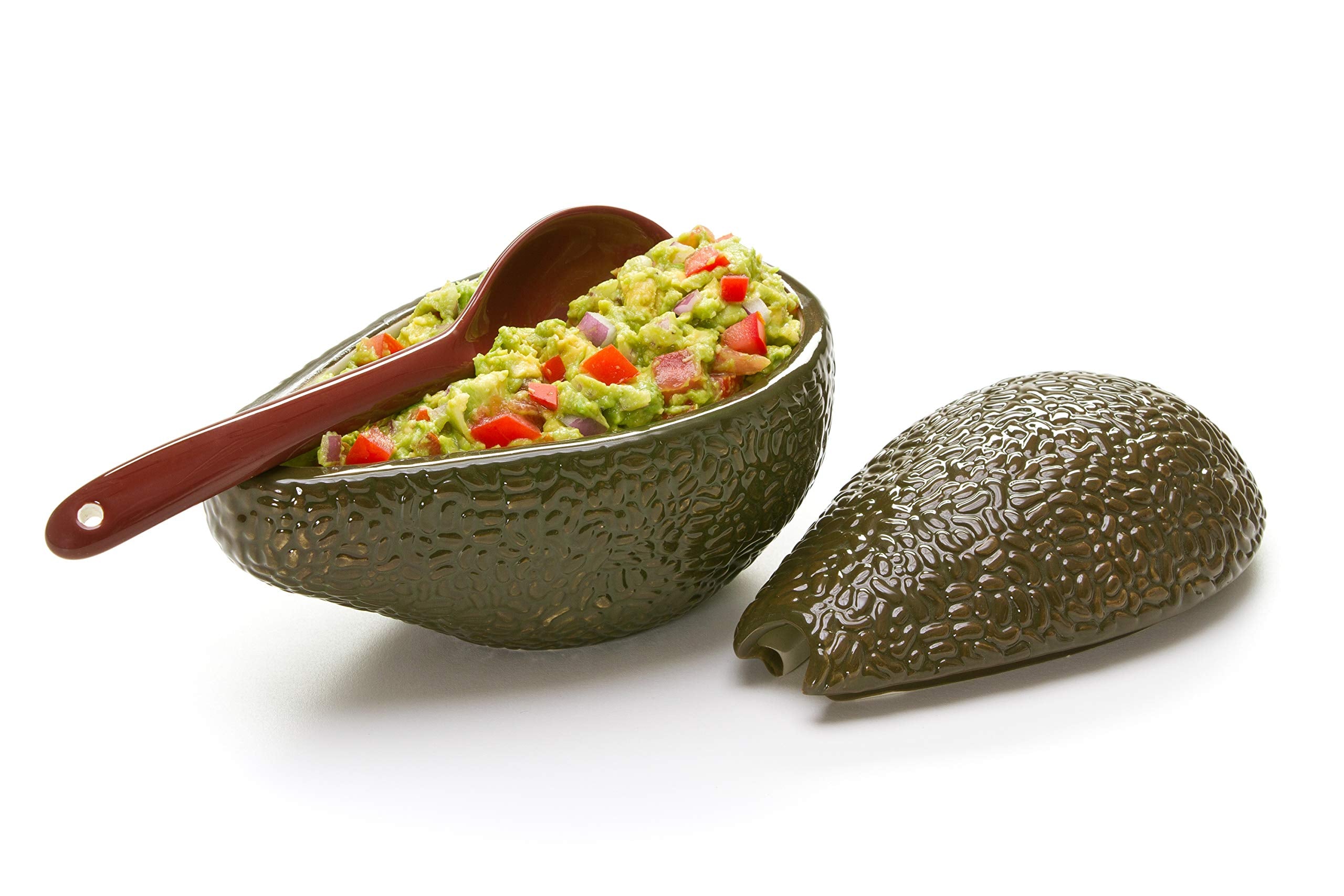 Prepworks by Progressive Guacamole Bowl with Spoon - Great for serving Homemade Guacamole, Avocado Dip, Guacamole Serving Tray , Black, 4