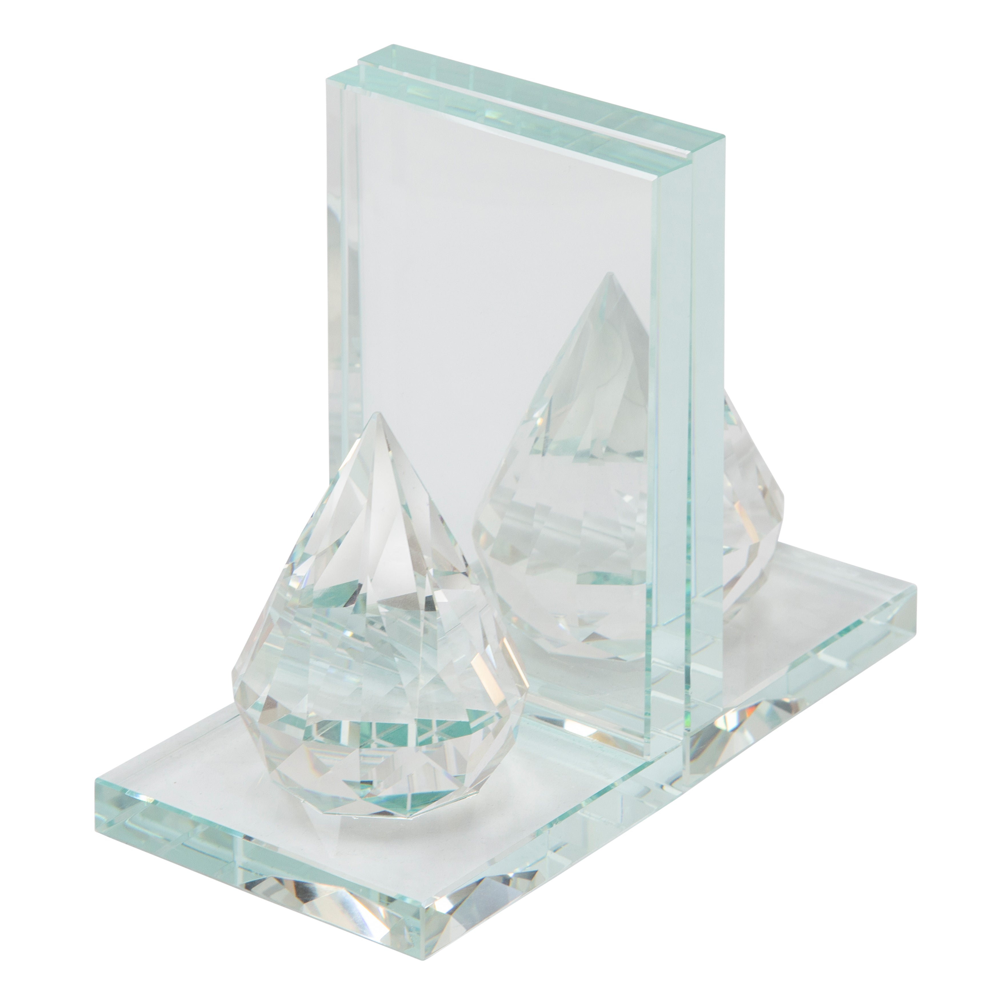 Set of 2 Crystal Teardrop Bookends, Bookends