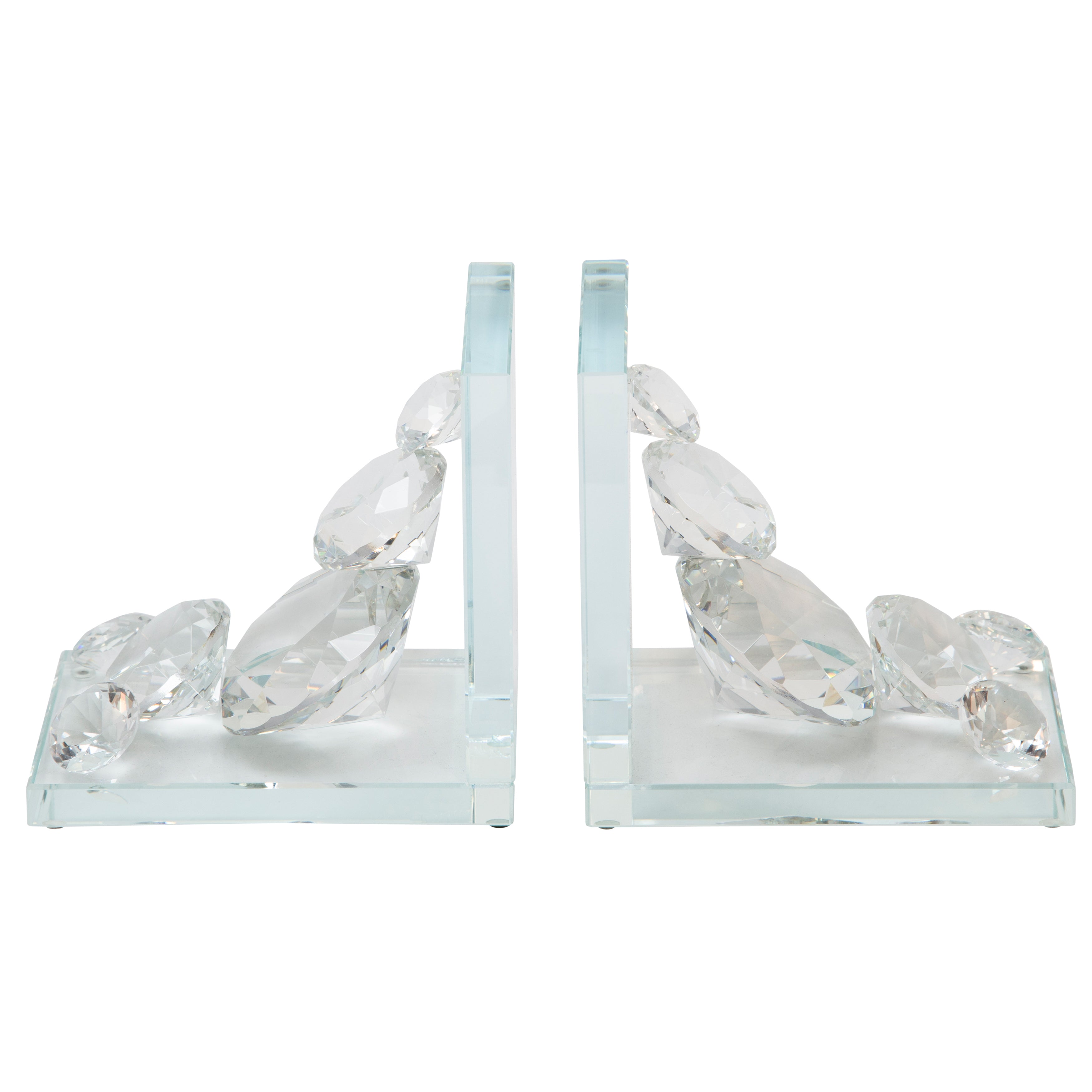 Set of 2 Crystal Diamond Bookends, Bookends