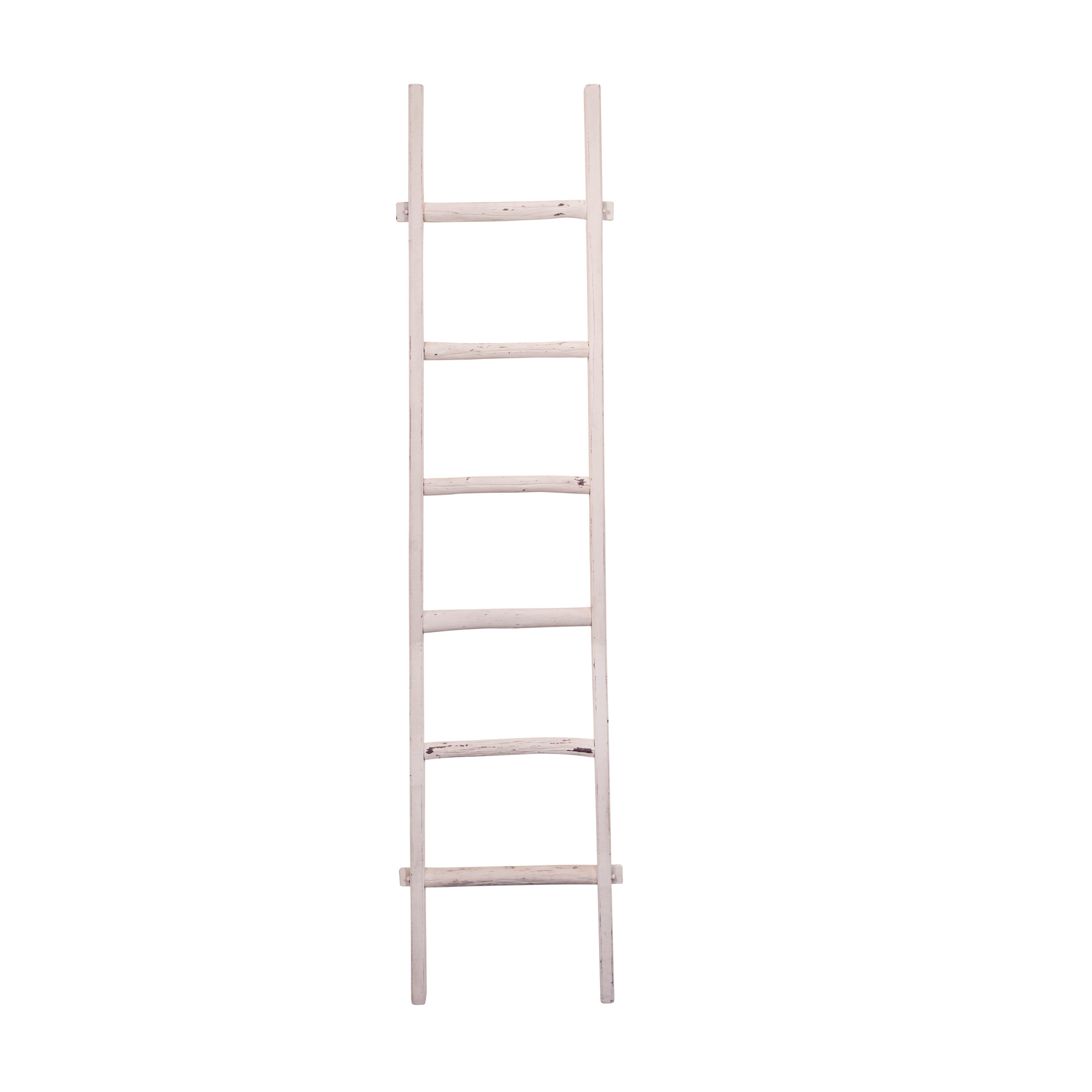 Wooden, Decorative 76" Ladder, White, Storage