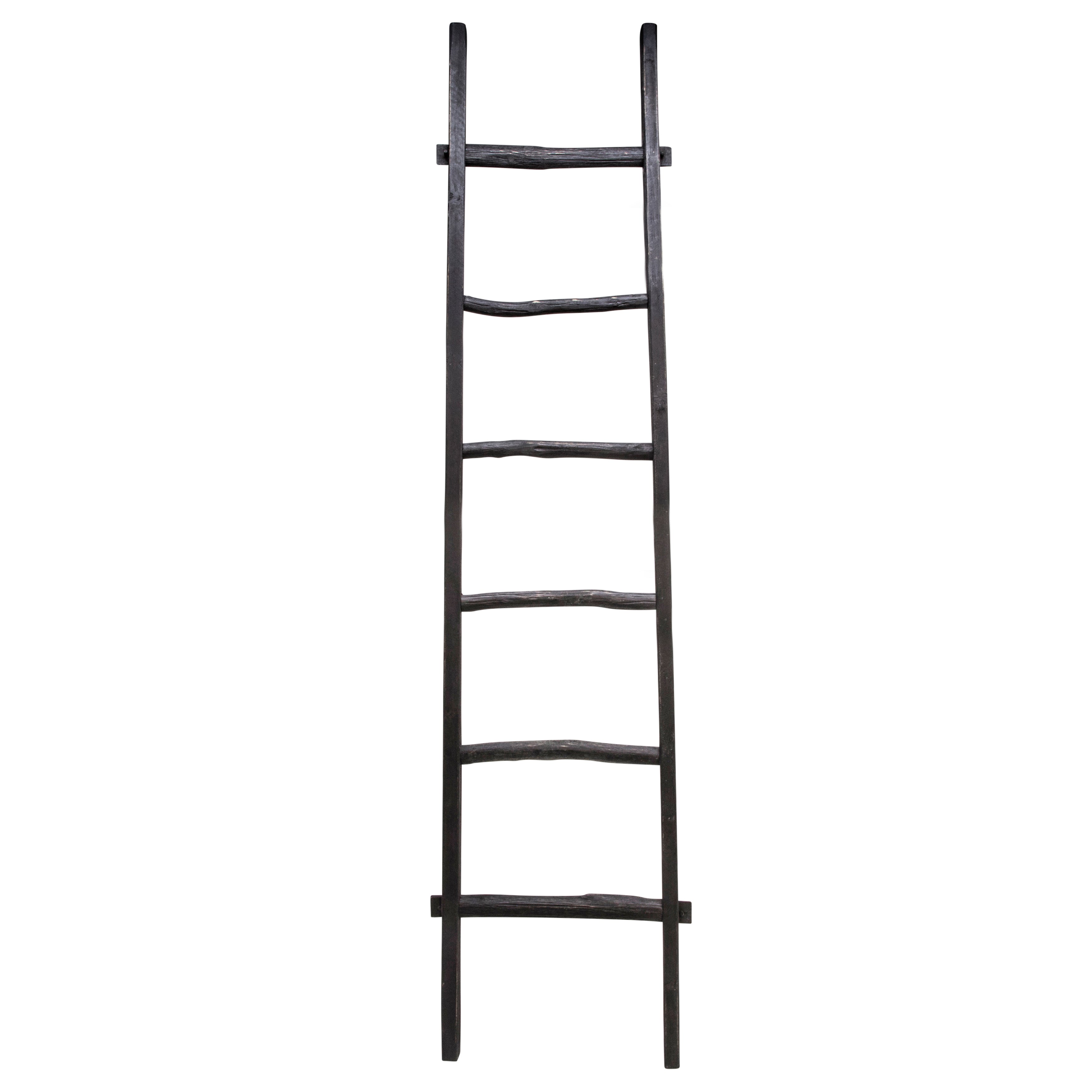 Wooden, Decorative 76" Ladder, Black, Storage