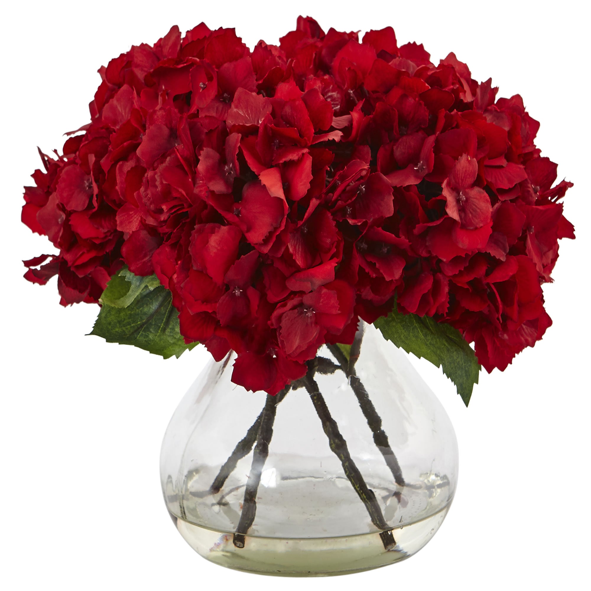 Red Hydrangea Silk Arrangement in Vase
