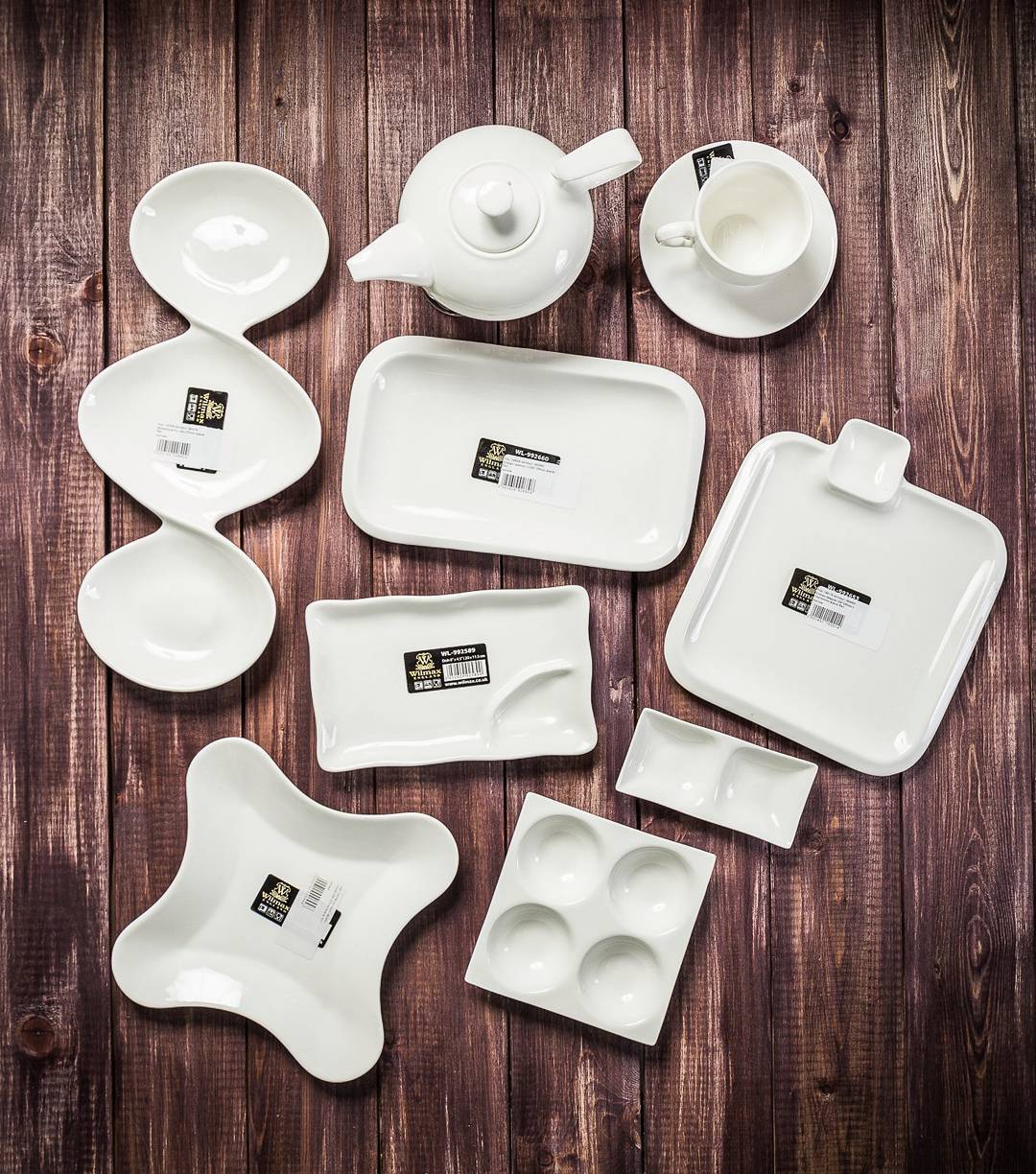 Set of 3 Fine Porcelain Square 12" Platters