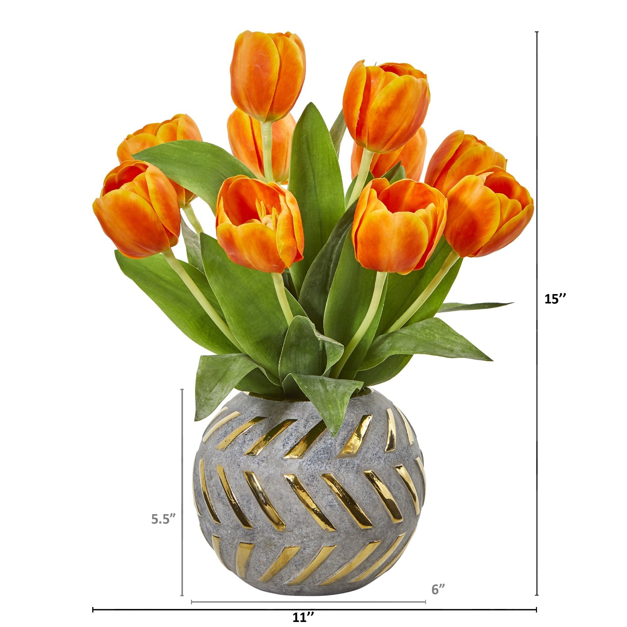 Orange Tulip Artificial Arrangement in Vase