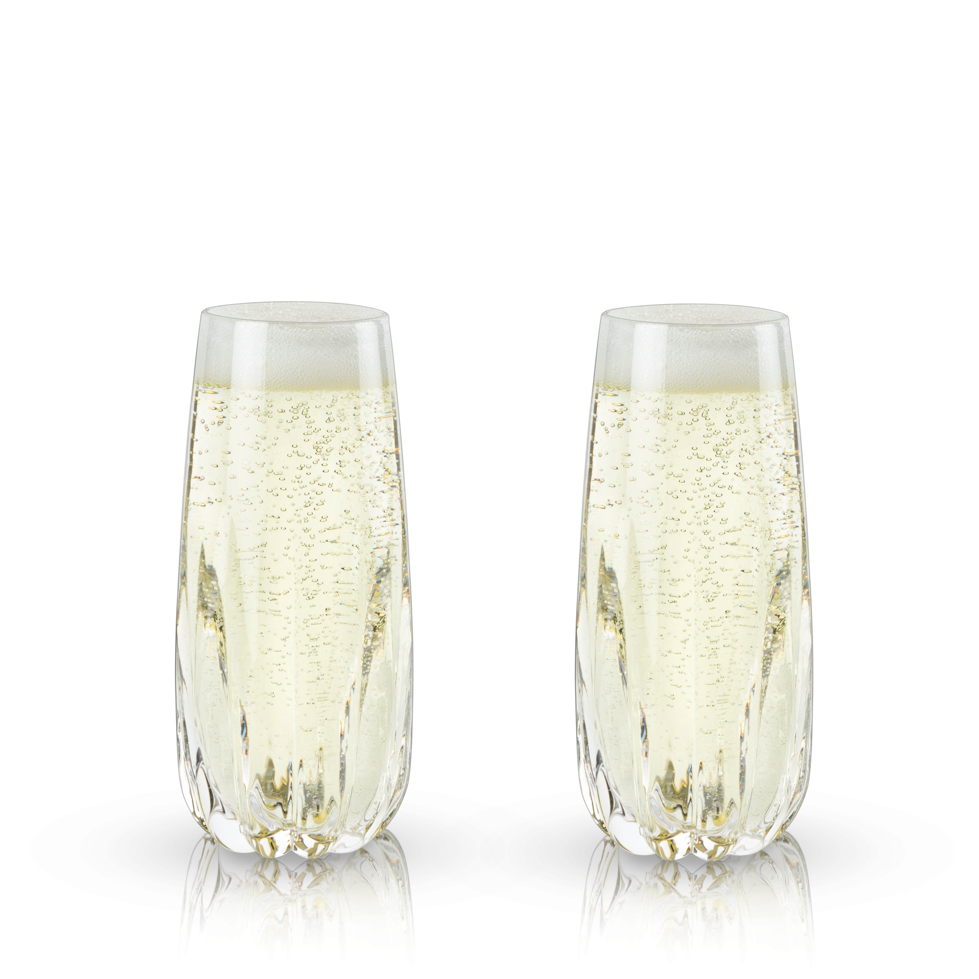 Cactus Crystal Stemless Champagne Flutes 