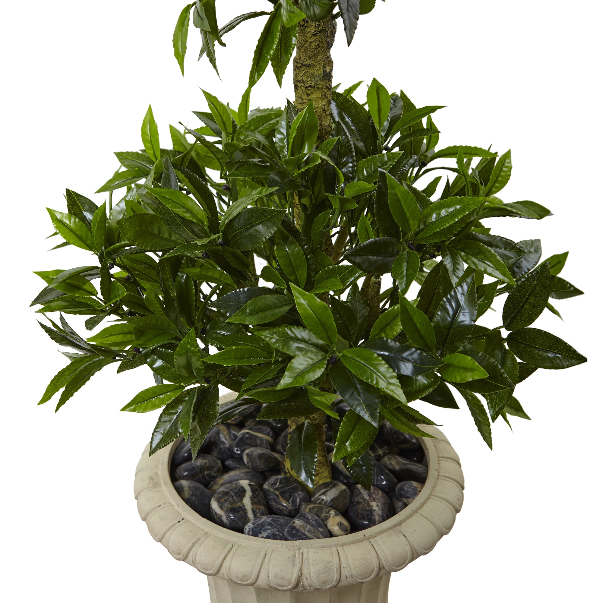 5.5" Triple Bay Leaf Topiary Artificial Tree in Urn UV Resistant (Indoor/Outdoor)