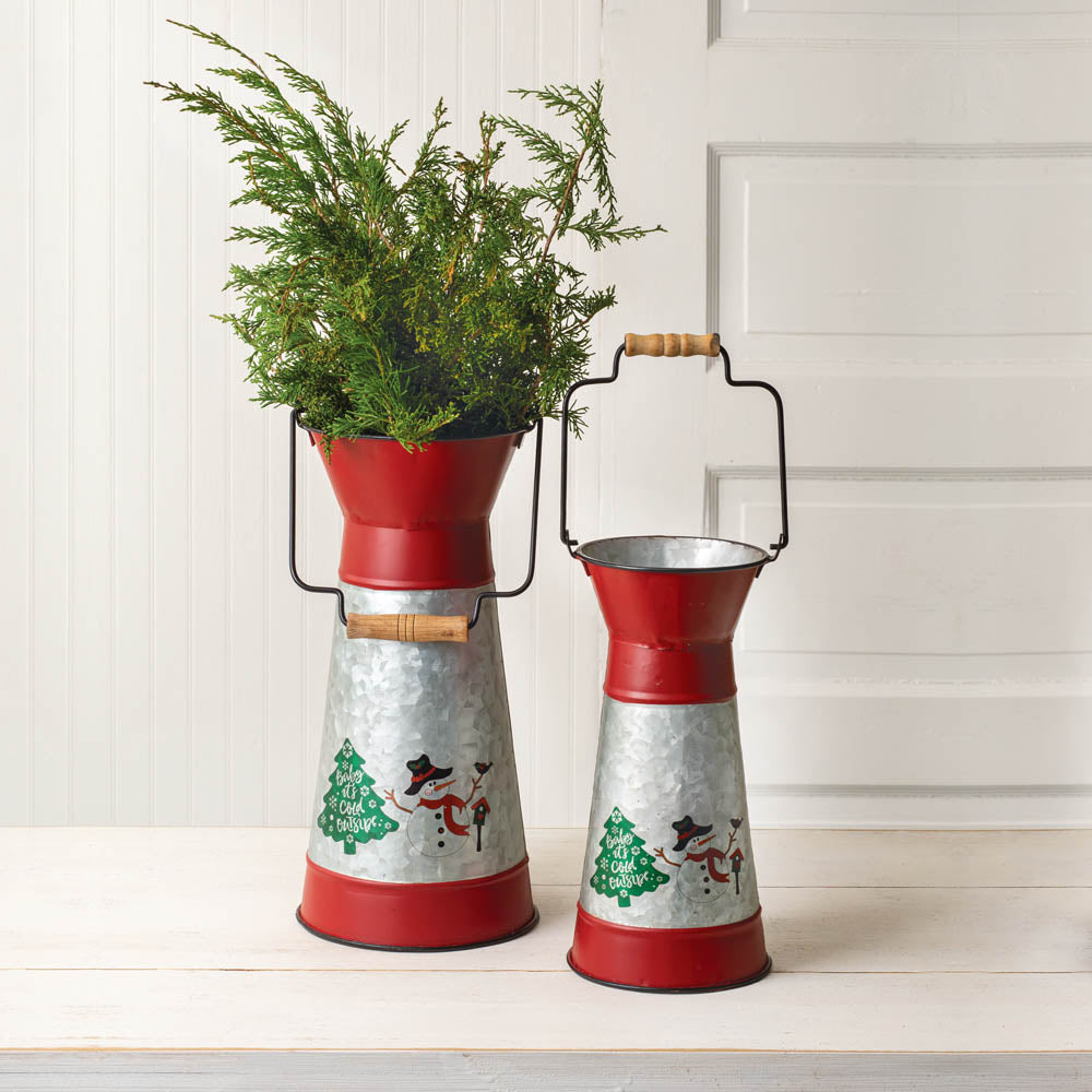 Set of Two Holiday Scene Containers with Handles