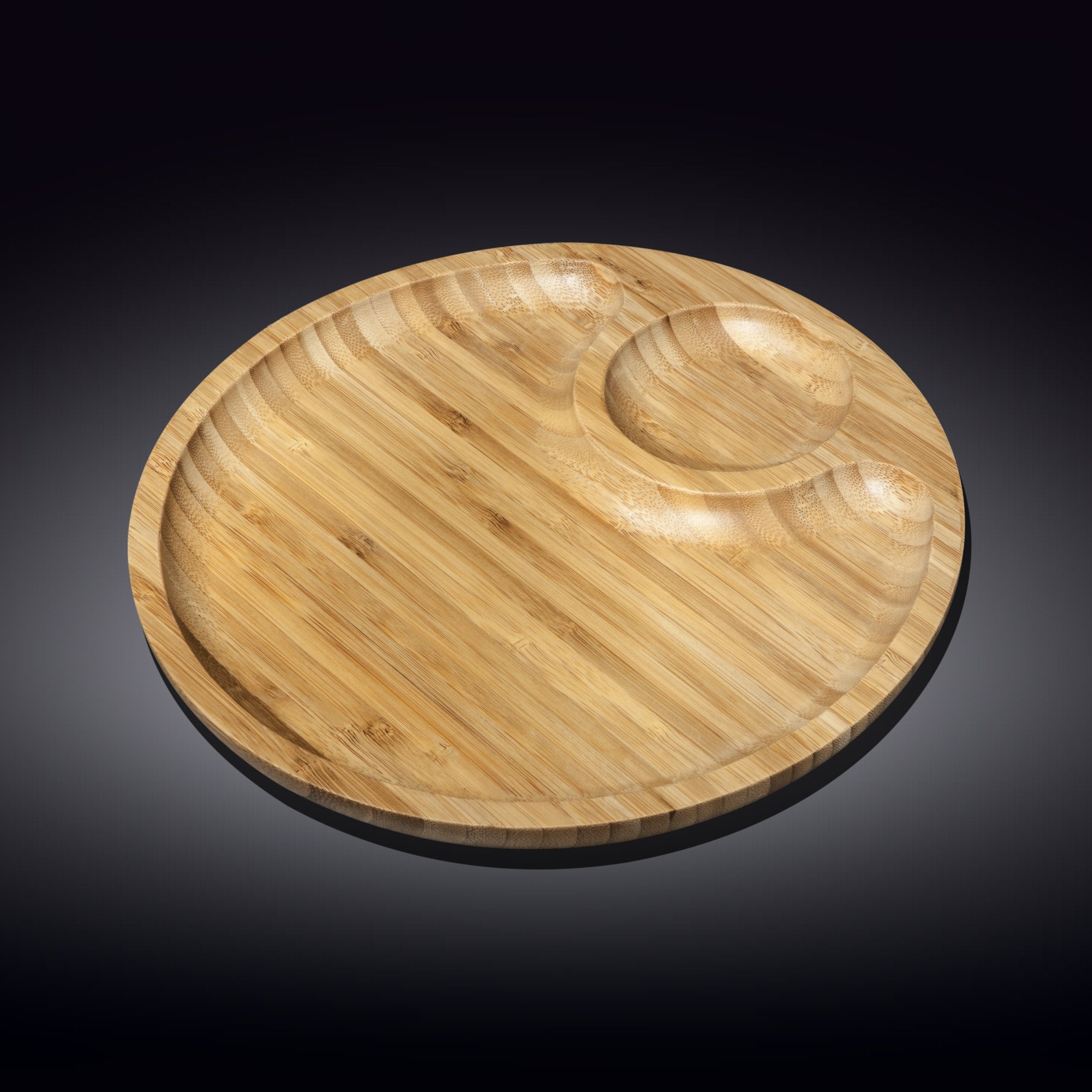 Set of 6 Natural Bamboo 2 Section Platters 10"