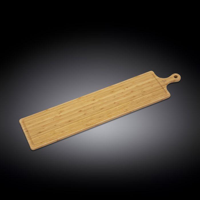 Set of 2 Natural Bamboo Long Serving Boards with Handle 34"