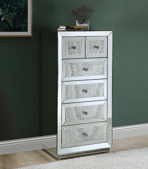 Tall 6-Drawer Mirrored Cabinet