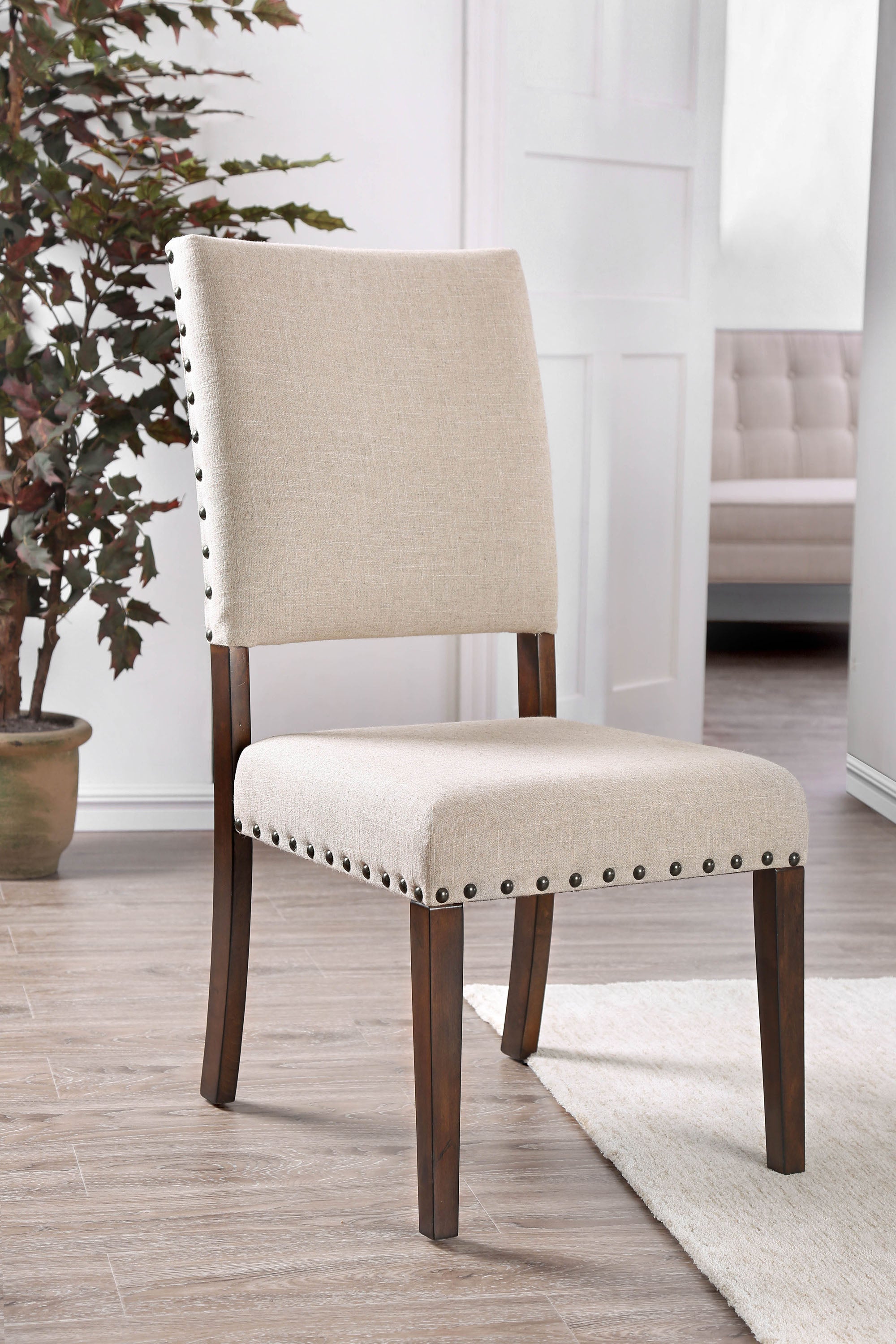 Transitional Padded Dining Chair, Set of 2