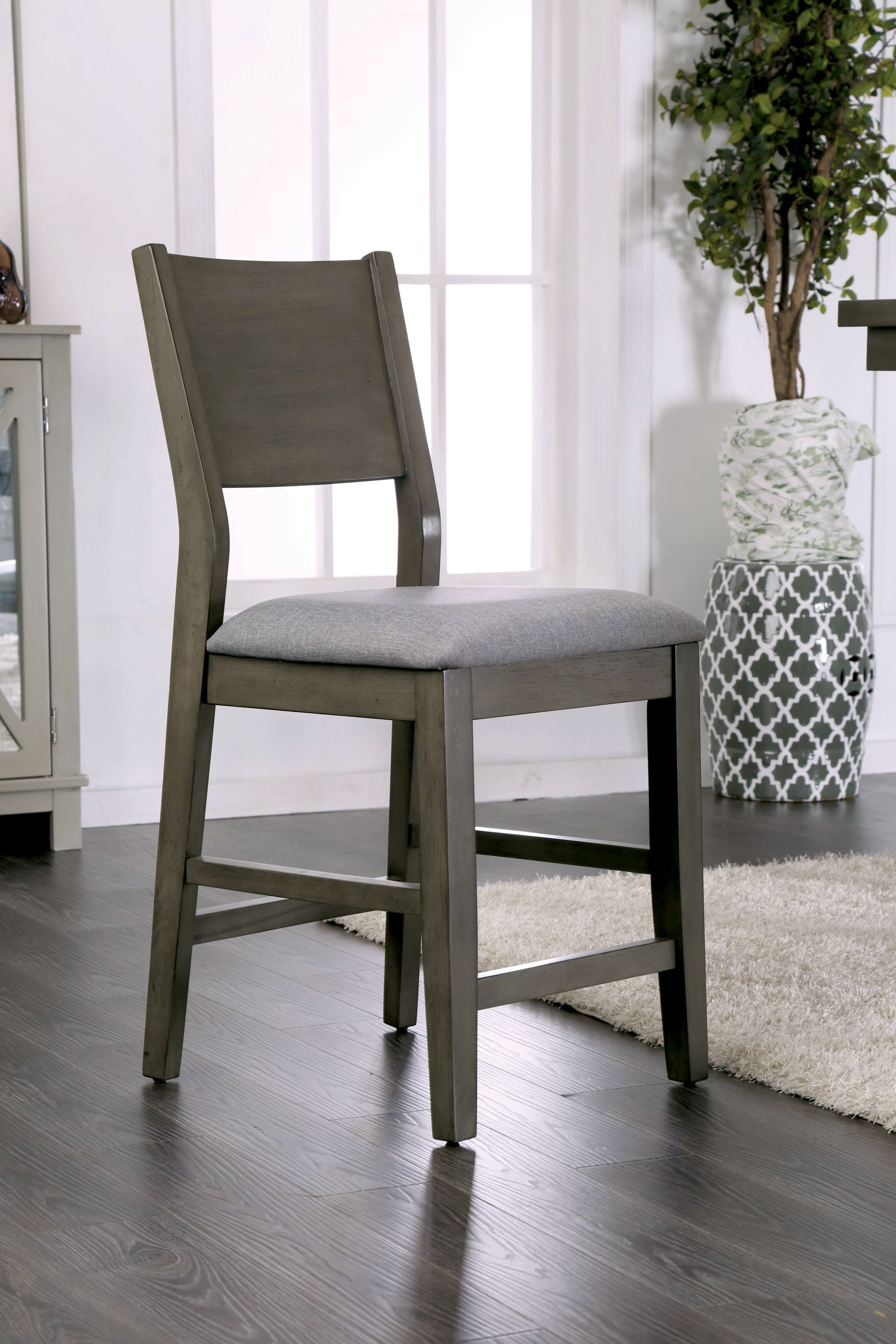 Contemporary Pub Chair in Gray, Set of 2