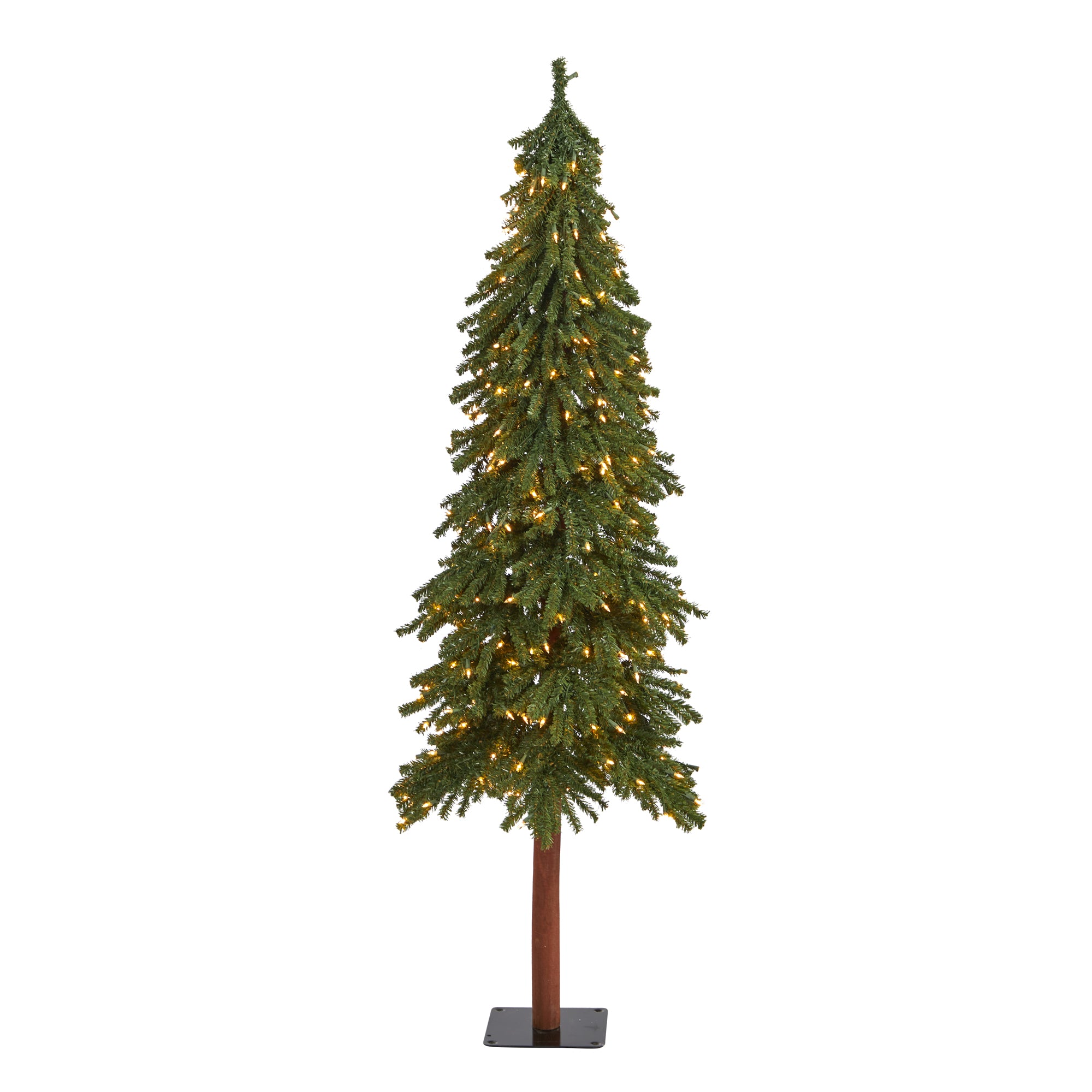 6' Grand Alpine Artificial Christmas Tree with 300 Clear Lights and 601 Bendable Branches on Natural Trunk