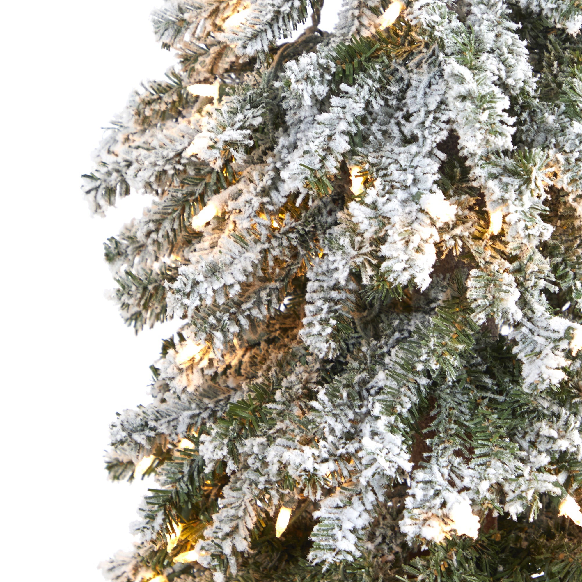 50"� Frosted Swiss Pine Artificial Christmas Tree with 100 Clear LED Lights and Berries in White Planter