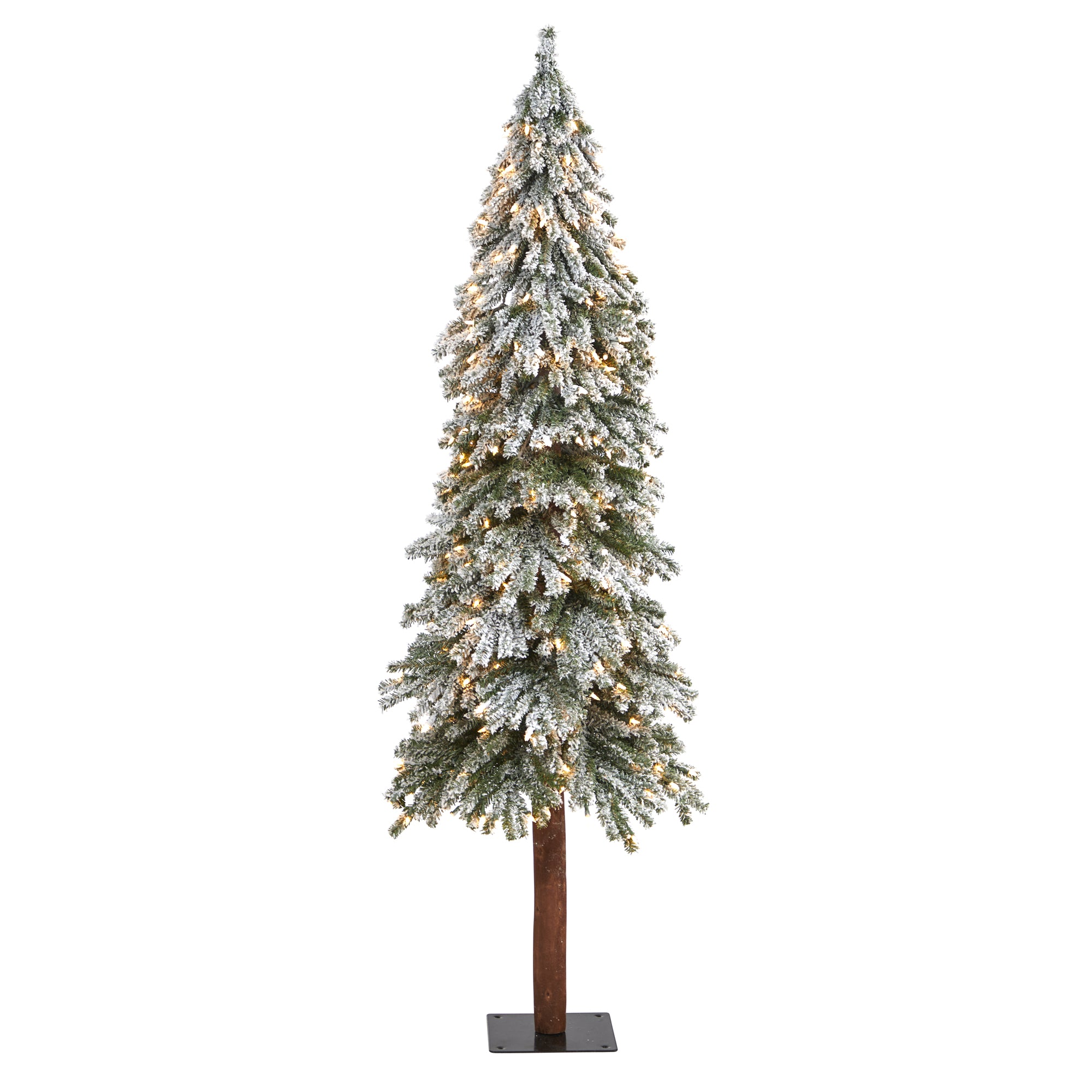50"� Frosted Swiss Pine Artificial Christmas Tree with 100 Clear LED Lights and Berries in White Planter