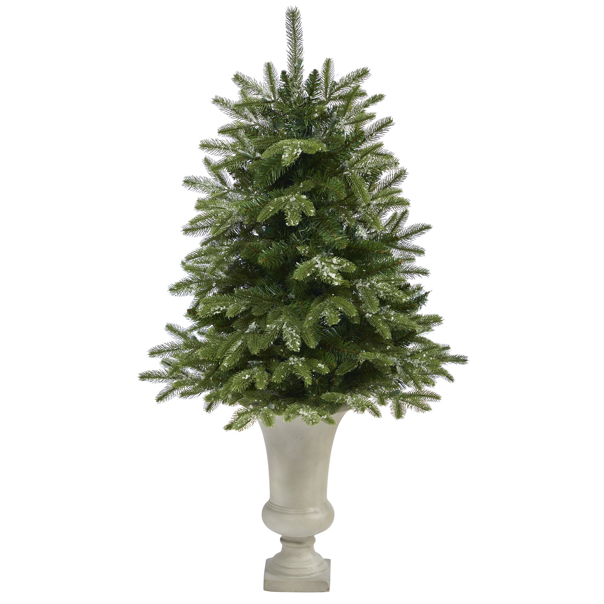 44"� Snowed Grand Teton Fir Artificial Christmas Tree with 50 Clear Lights and 111 Bendable Branches in Sand Colored Urn
