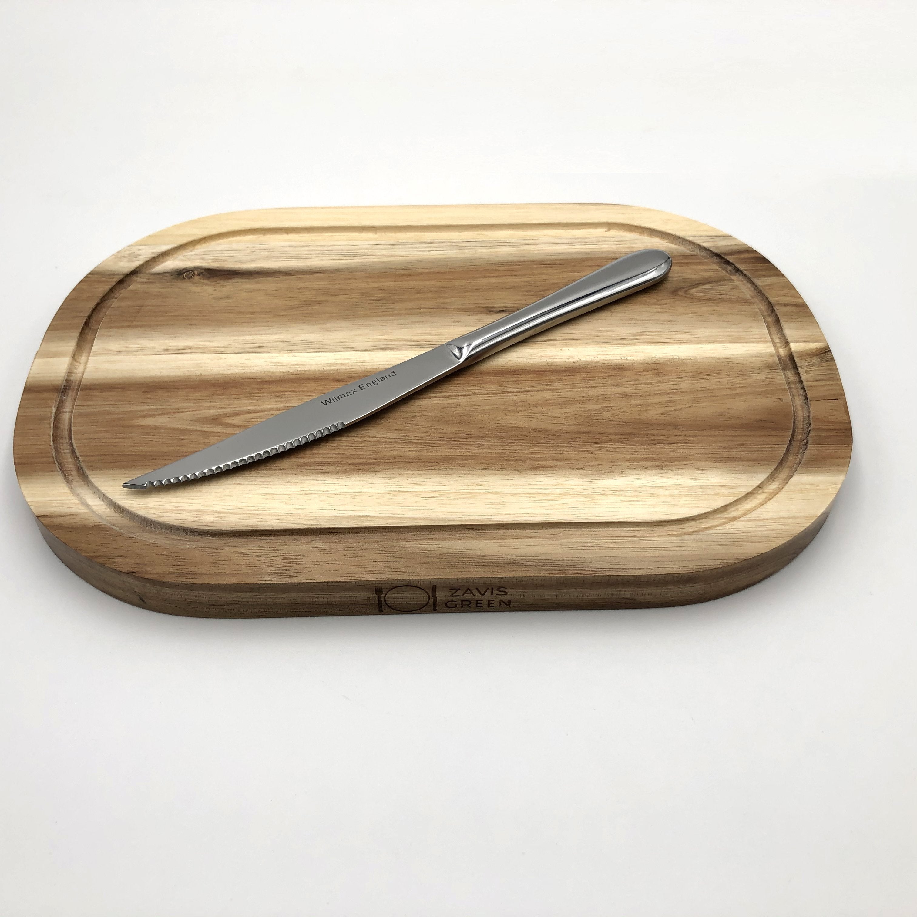 Acacia Steak Board and Stainless Steak Knife Serving Set