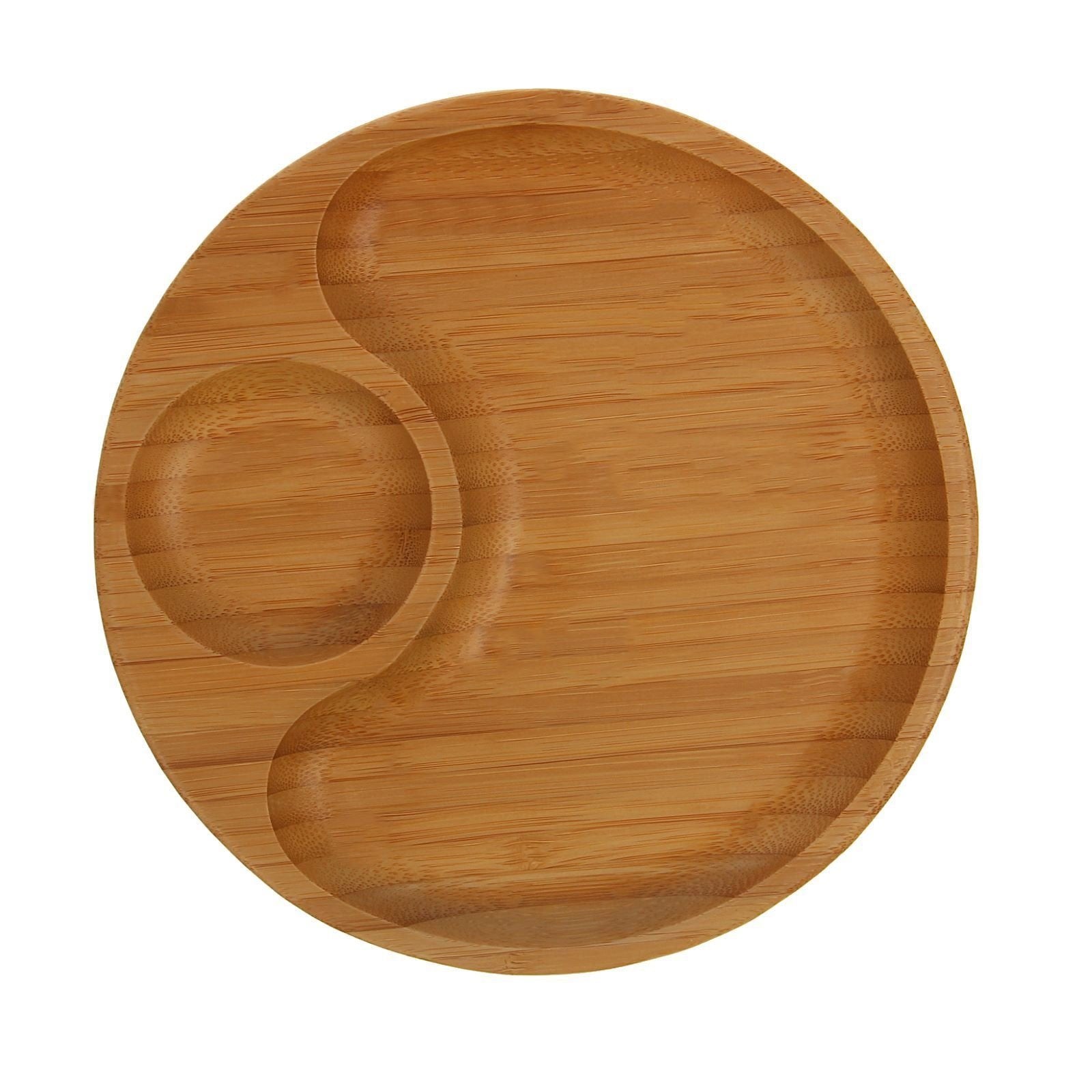 Set of 6 Natural Bamboo 2 Section Platters 8"