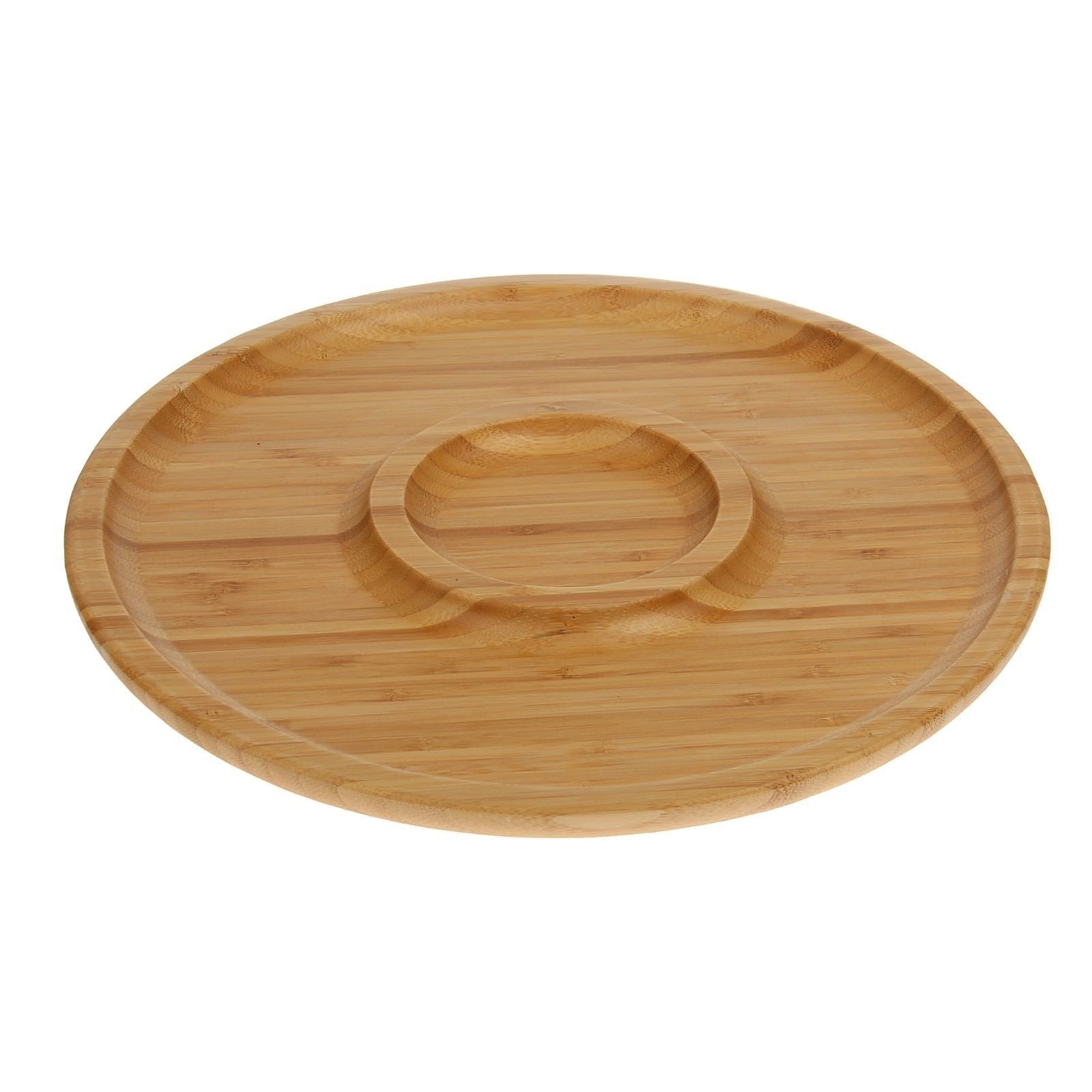 Natural Bamboo 2 Section Platters, Set of 3, 14"