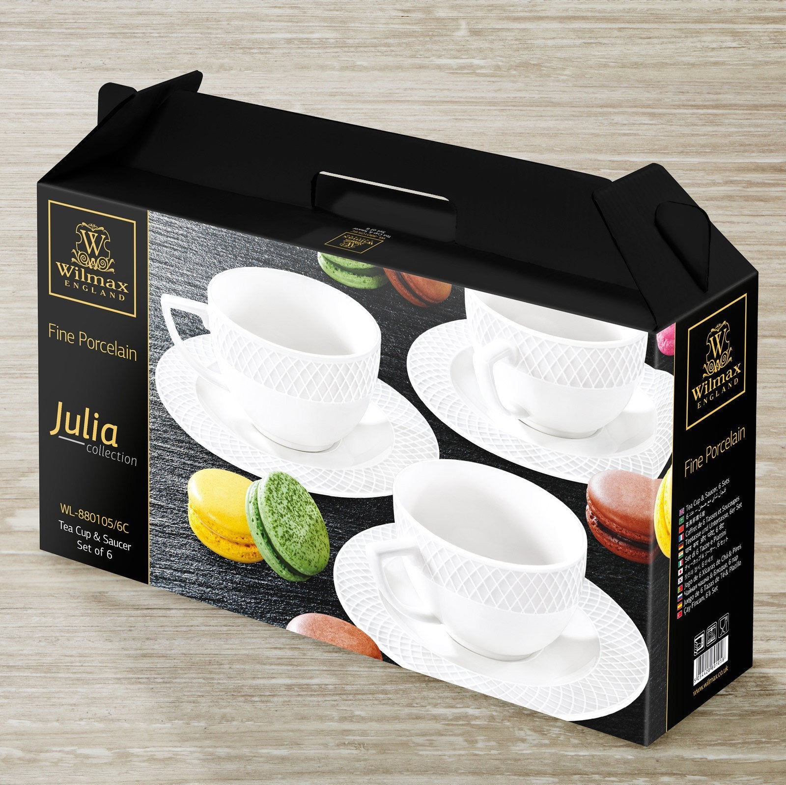 Fine Porcelain Tea Cup and Saucer, Set of 6