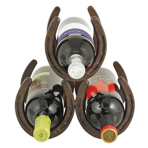 Horseshoe 3-Bottle Metal Wine Rack 